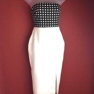 ASOS Strapless Bodycon  Midi Dress Sz.2 White/Blk